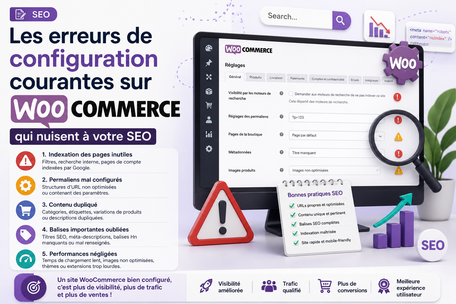 Les erreurs de configuration courantes sur WooCommerce qui nuisent à votre SEO